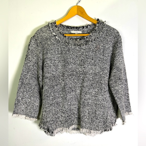 IRO Tops - IRO Brand black and white knit top with fringe size EU 38 / US medium